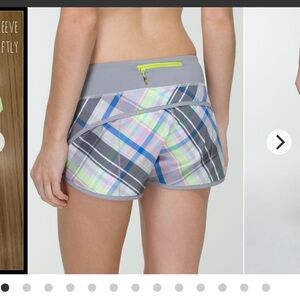 lululemon athletica sz 8 Women's Speed Short - Rad Plaid Lullabye Gray gym